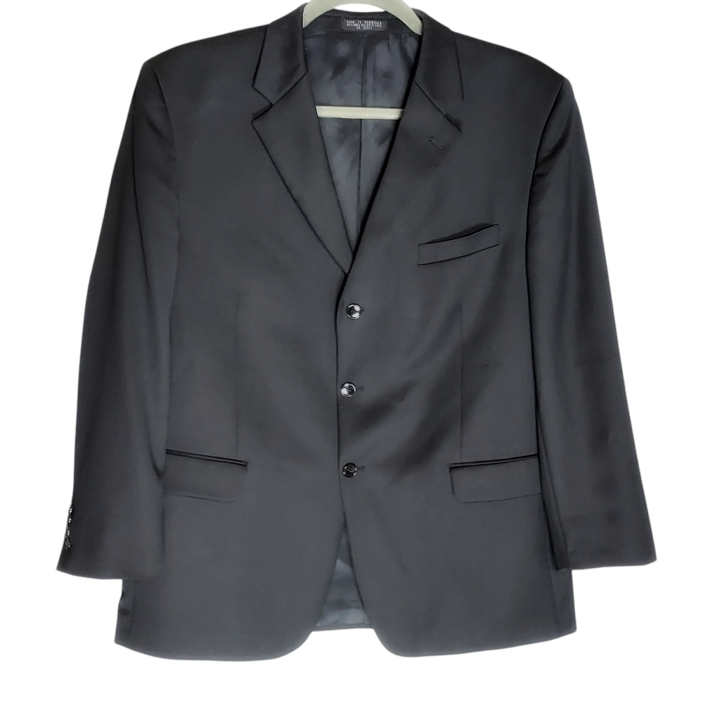 Jones New York Collection Men Corpcore Black 96% Wool Dress 3 Button Blazer NWOT